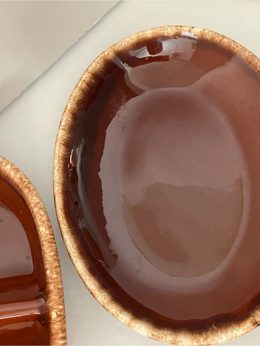 Glazed Ceramic Two-Piece Snack & Dip Set - Brown
